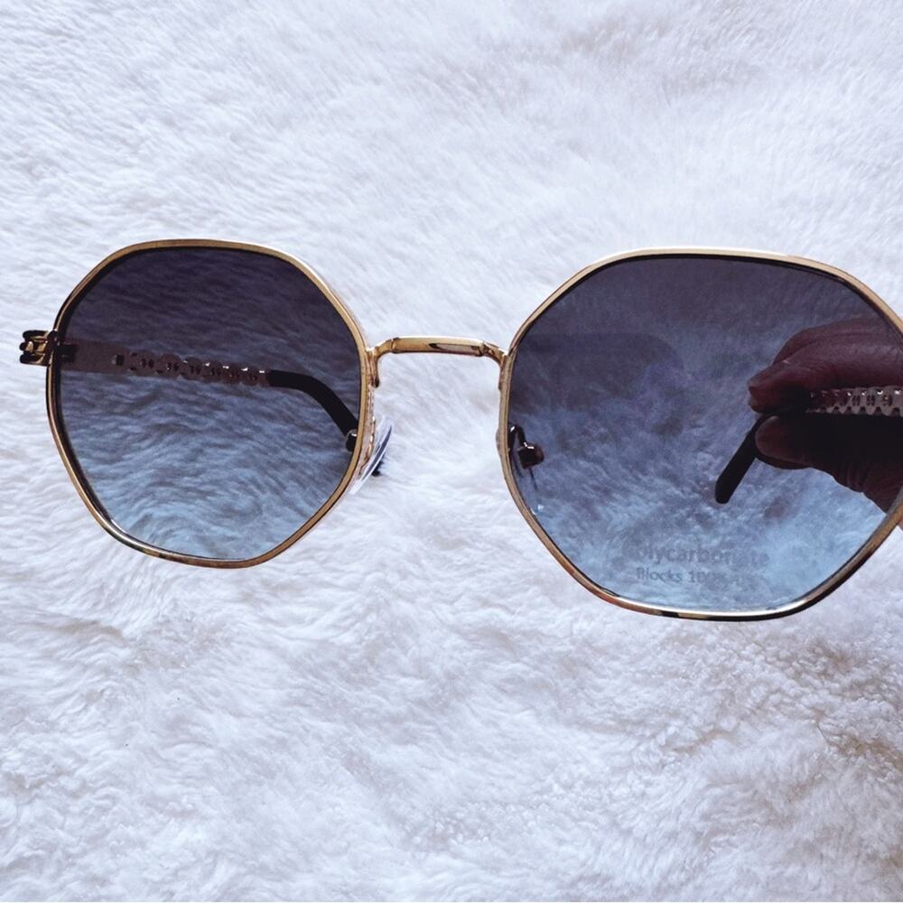 Phoebe Dark Blue Geometric Sunglasses - Picture 11 of 15